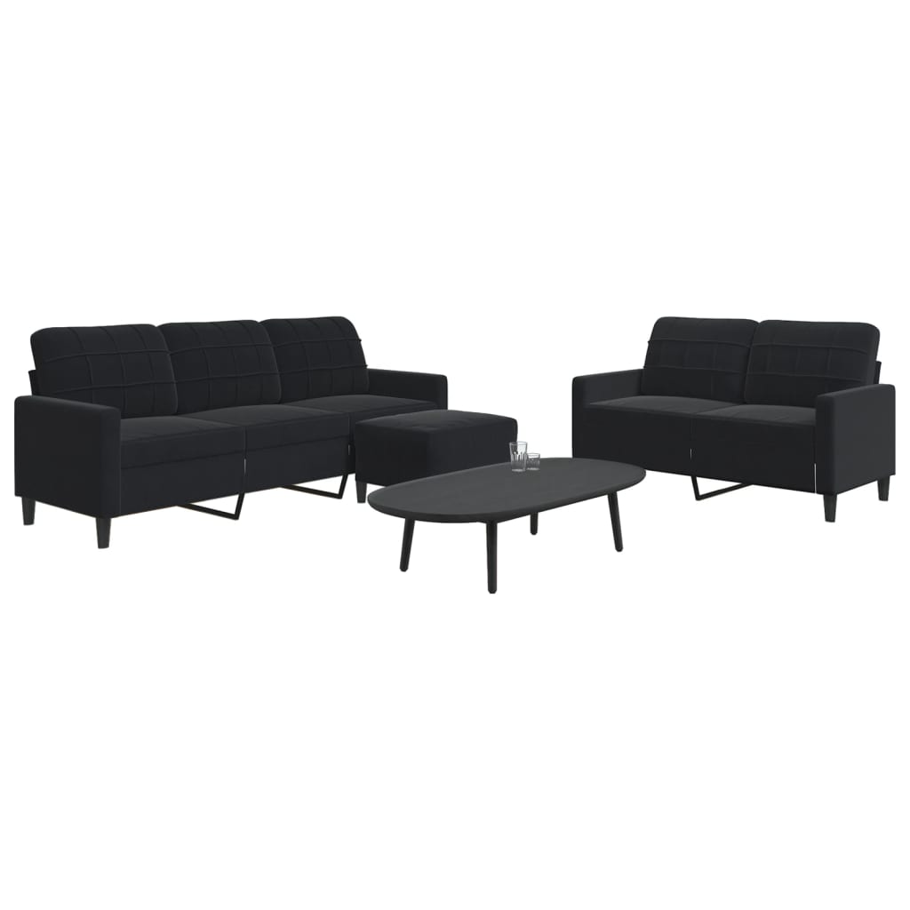 Ensemble de canapés 3 pcs avec coussins Noir Velours