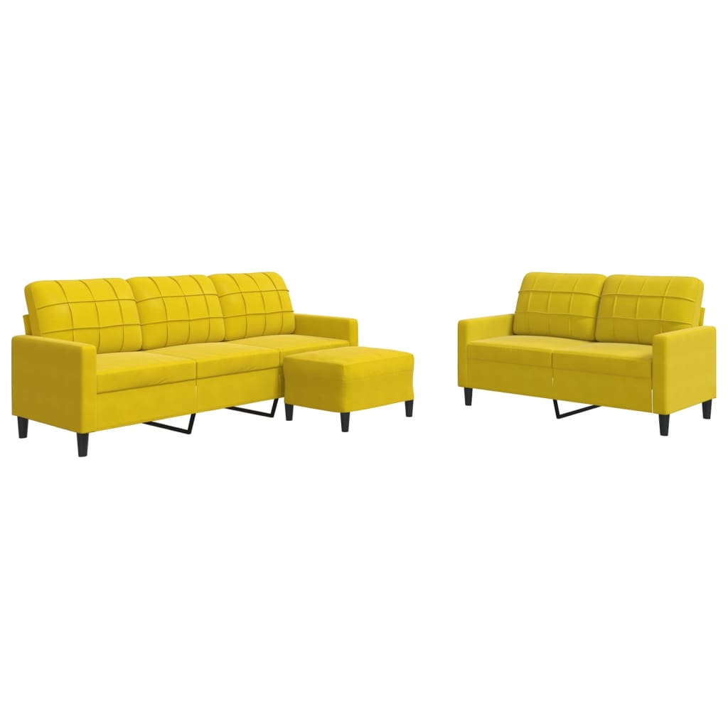 Ensemble de canapés 3 pcs avec coussins Jaune Velours