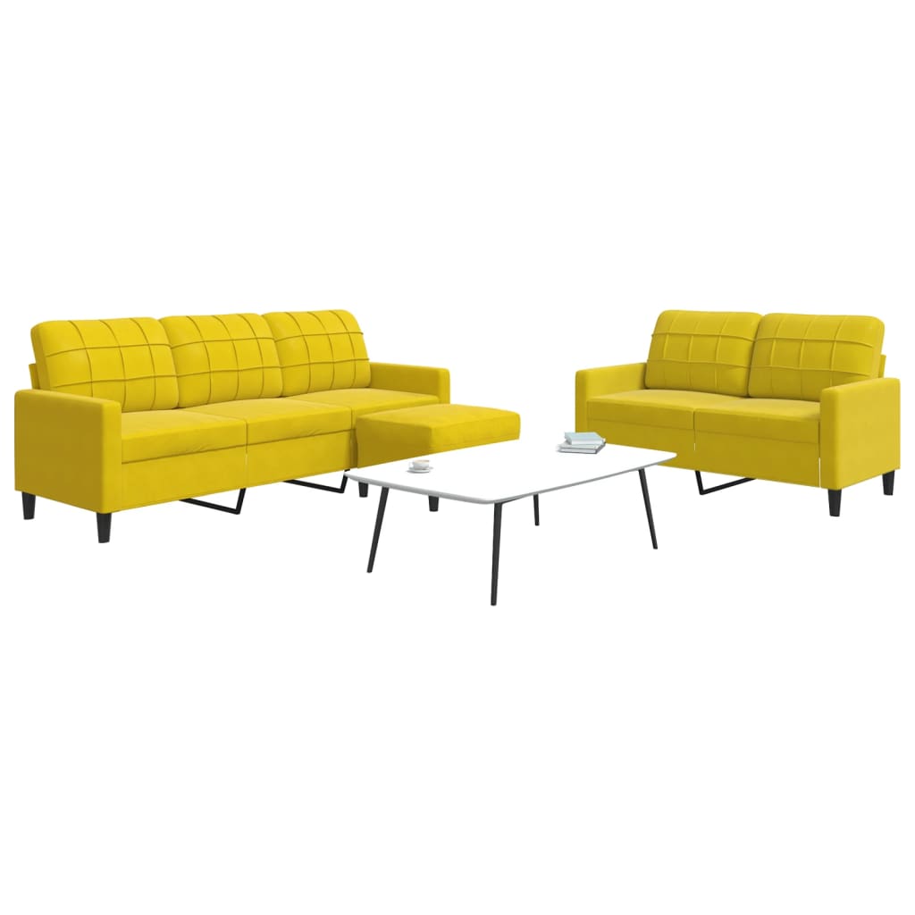 Ensemble de canapés 3 pcs avec coussins Jaune Velours