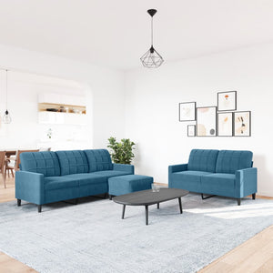 Ensemble de canapés 3 pcs avec coussins Bleu Velours