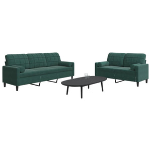 Ensemble de canapés 2 pcs avec coussins et traversins velours