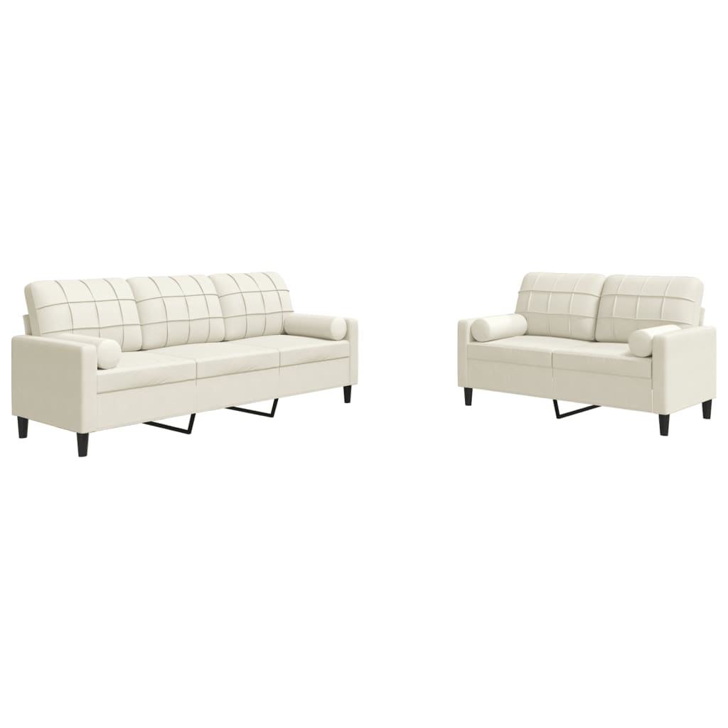 Ensemble de canapés 2 pcs avec coussins et traversins velours