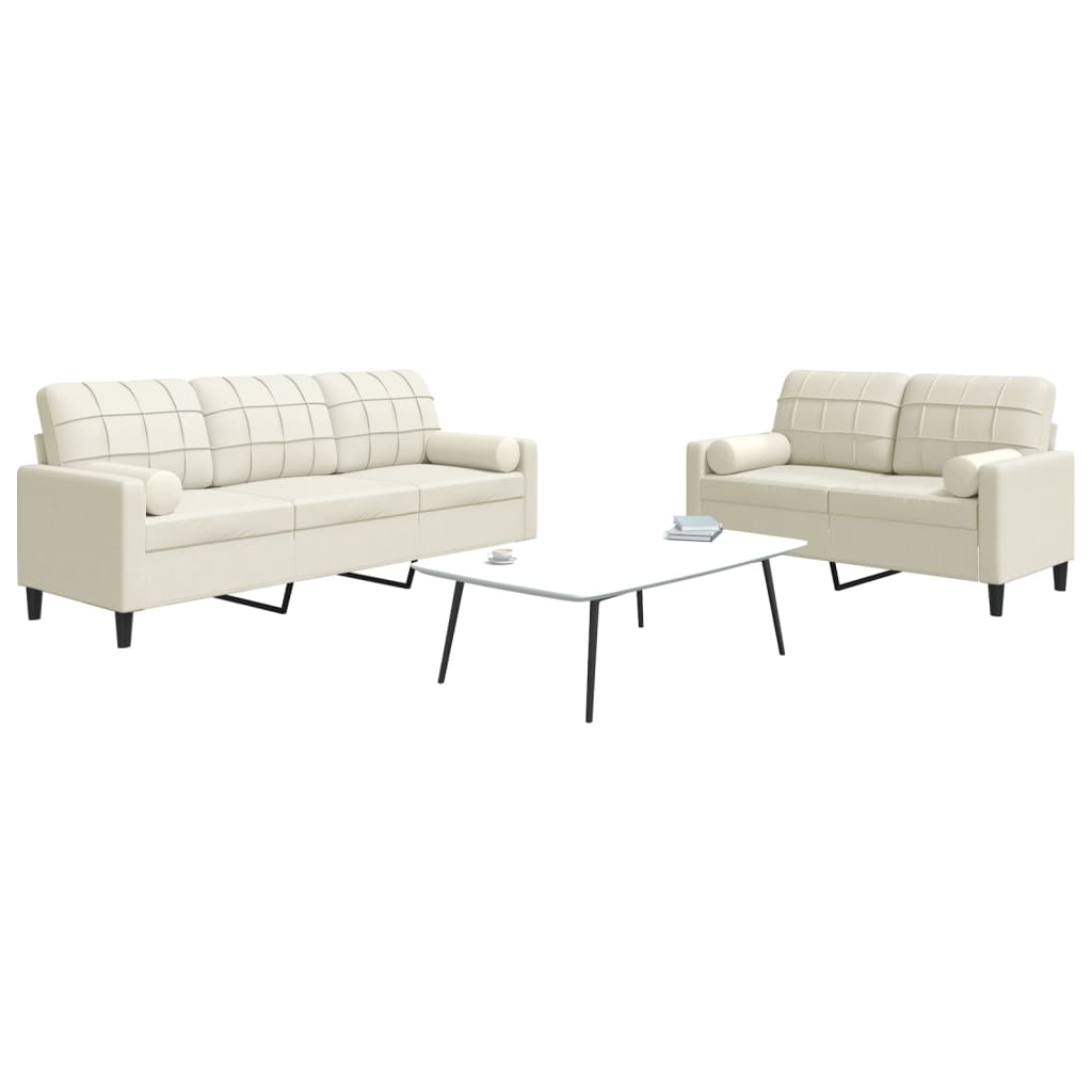 Ensemble de canapés 2 pcs avec coussins et traversins velours