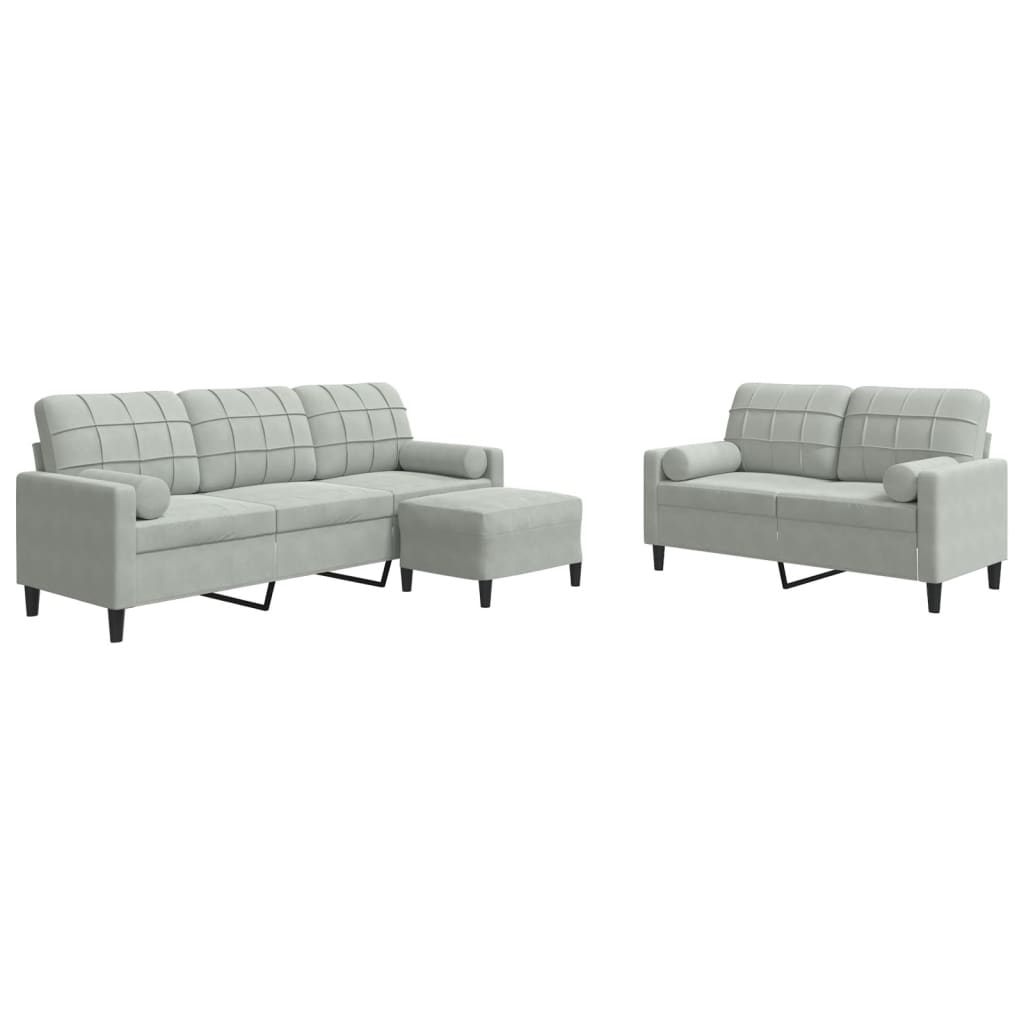 Ensemble de canapés 3 pcs et coussins et traversins velours
