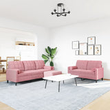 Ensemble de canapés 3pcs et coussins et traversins rose velours
