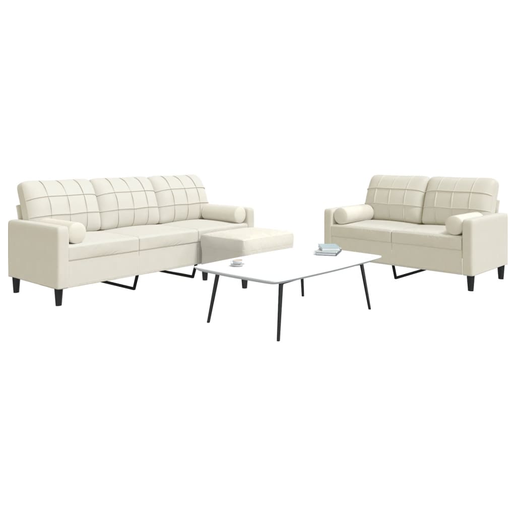 Ensemble de canapés 3 pcs avec coussins et traversins velours
