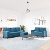Ensemble de canapés 3pcs et coussins et traversins bleu velours