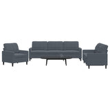 Ensemble de canapés 3 pcs avec coussins Gris foncé Velours