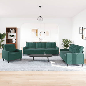 Ensemble de canapés 3 pcs avec coussins Vert foncé Velours