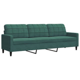 Ensemble de canapés 3 pcs avec coussins Vert foncé Velours