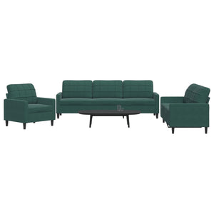 Ensemble de canapés 3 pcs avec coussins Vert foncé Velours