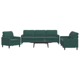 Ensemble de canapés 3 pcs avec coussins Vert foncé Velours