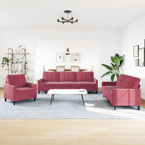 Ensemble de canapés 3 pcs avec coussins Rouge bordeaux Velours