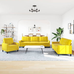 Ensemble de canapés 3 pcs avec coussins Jaune Velours