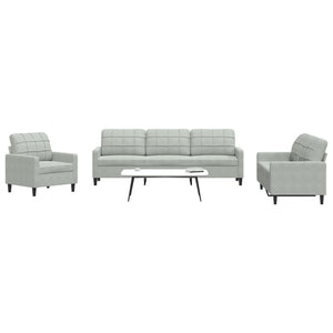 Ensemble de canapés 4 pcs avec coussins Gris clair Velours