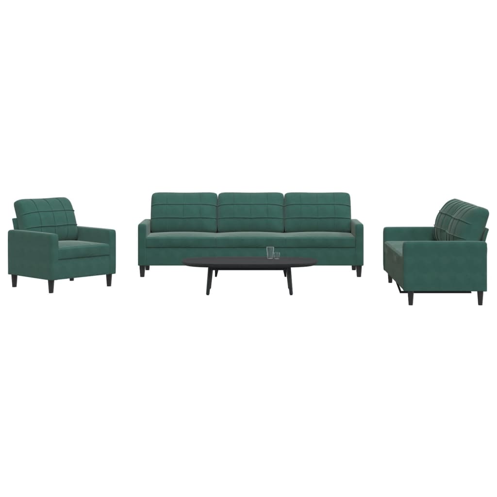 Ensemble de canapés 4 pcs avec coussins Vert foncé Velours