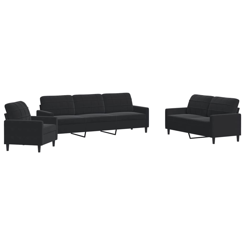 Ensemble de canapés 4 pcs avec coussins Noir Velours