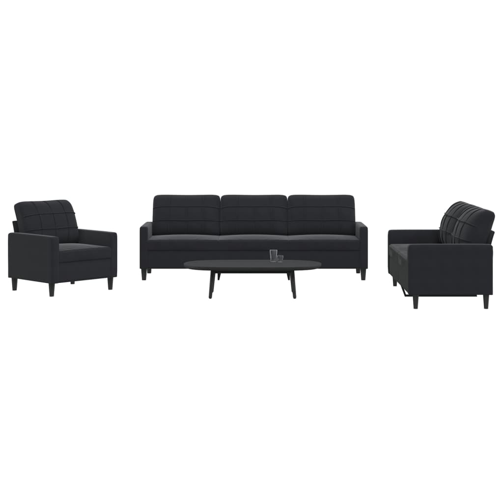 Ensemble de canapés 4 pcs avec coussins Noir Velours
