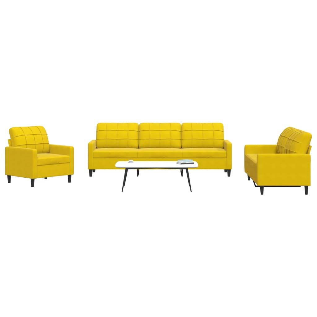 Ensemble de canapés 4 pcs avec coussins Jaune Velours
