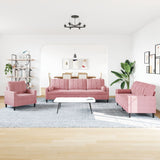 Ensemble de canapés 3pcs et coussins et traversins rose velours