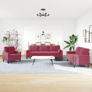 Ensemble de canapés 3 pcs avec coussins et traversins velours