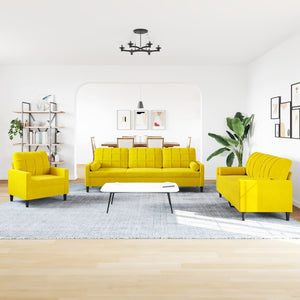 Ensemble de canapés 3 pcs avec coussins et traversins velours