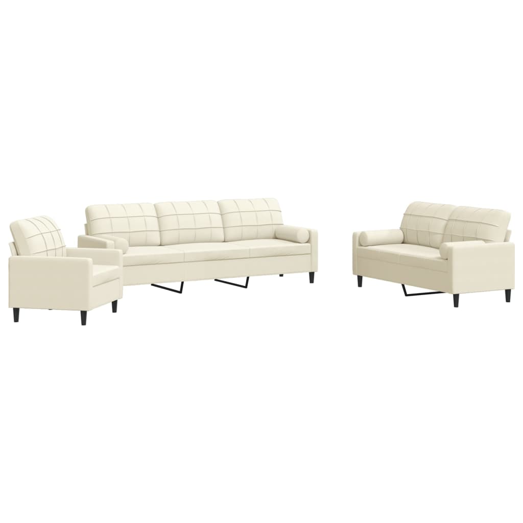 Ensemble de canapés 3 pcs avec coussins et traversins velours