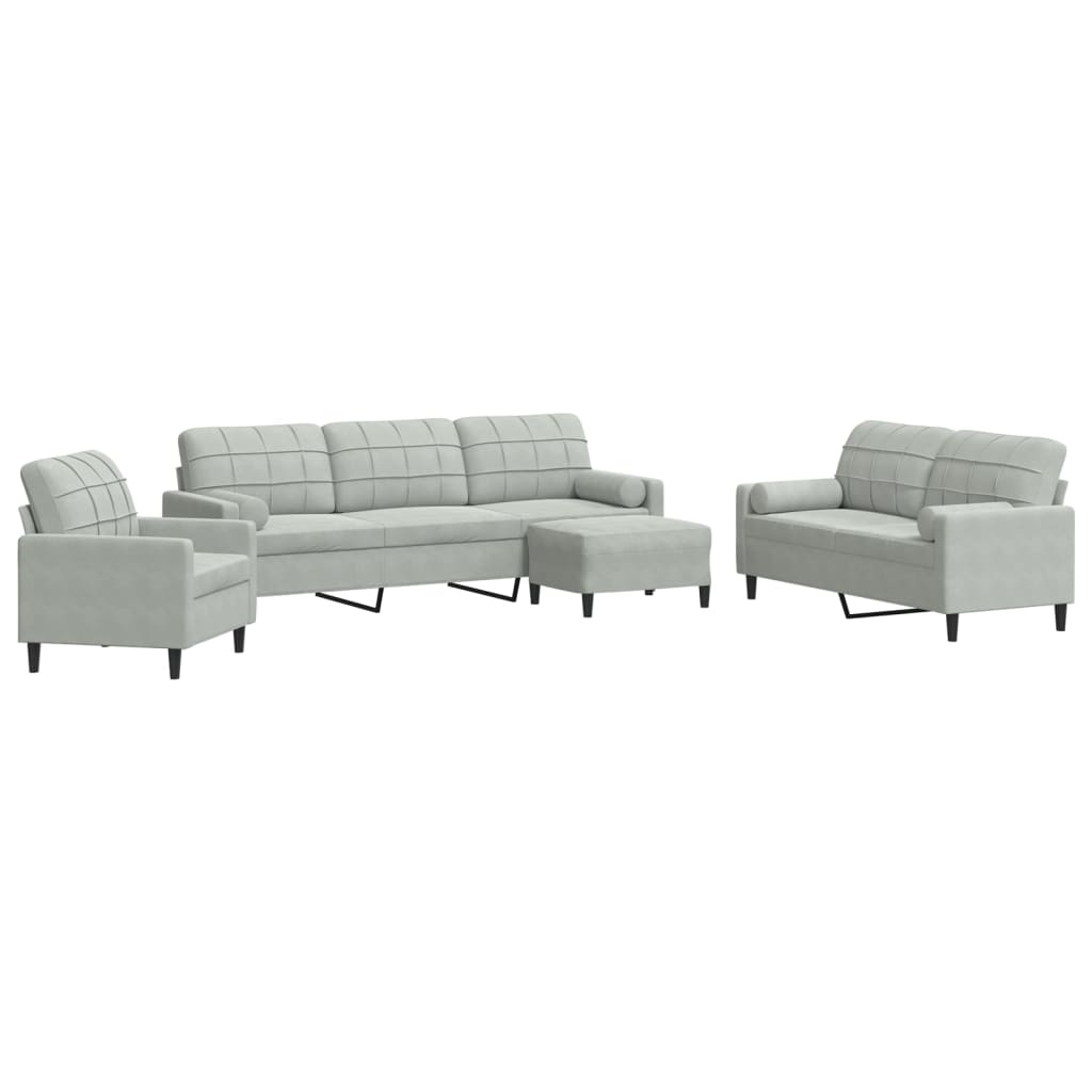 Ensemble de canapés 4 pcs et coussins et traversins velours