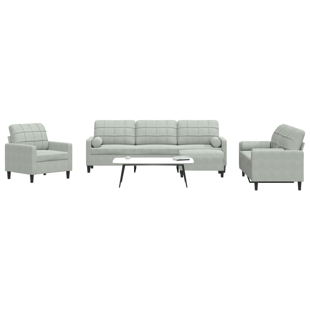 Ensemble de canapés 4 pcs et coussins et traversins velours