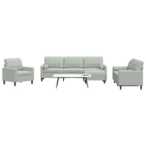 Ensemble de canapés 4 pcs et coussins et traversins velours