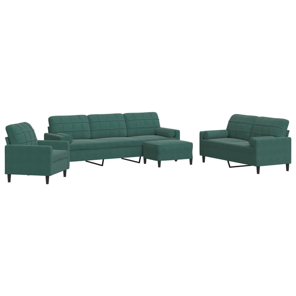 Ensemble de canapés 4 pcs avec coussins et traversins velours