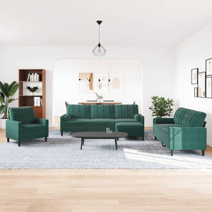 Ensemble de canapés 4 pcs avec coussins et traversins velours