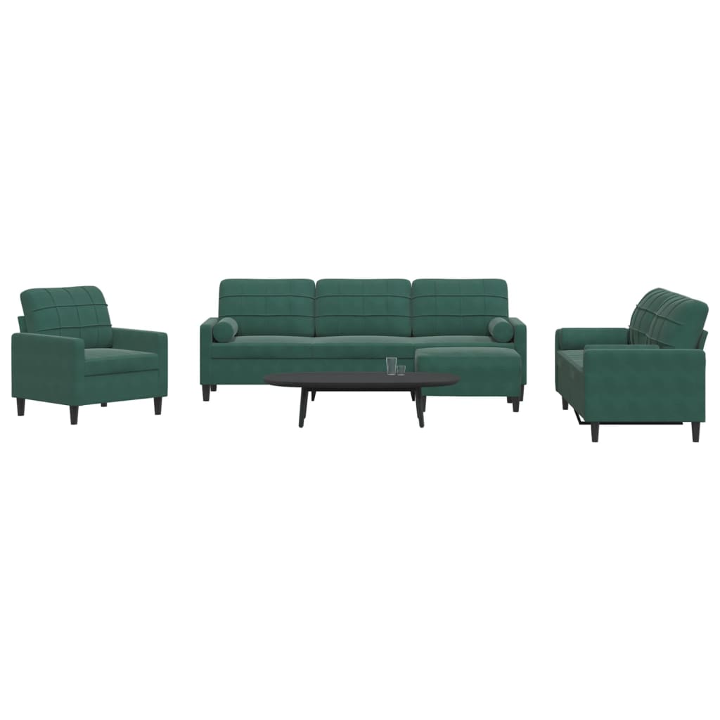 Ensemble de canapés 4 pcs avec coussins et traversins velours