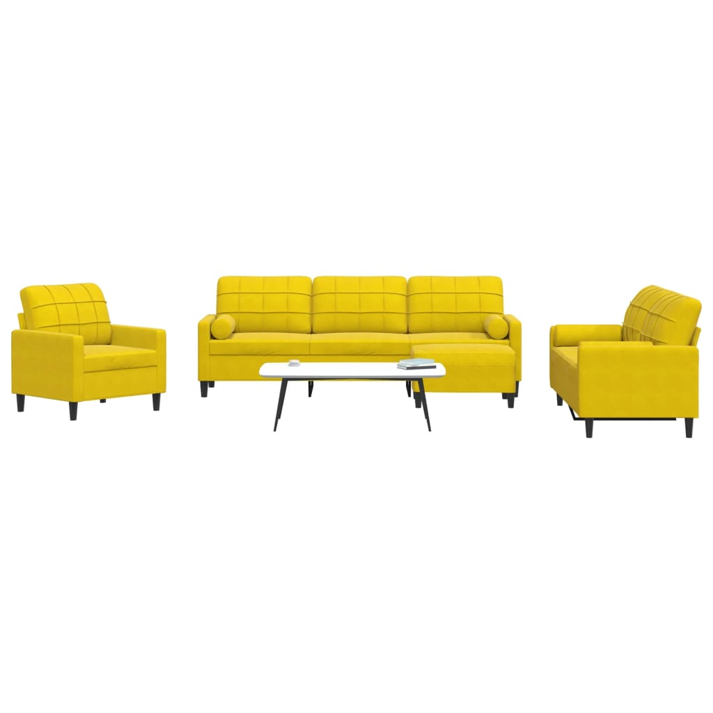 Ensemble de canapés 4 pcs avec coussins et traversins velours