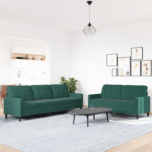 Ensemble de canapés 2 pcs avec coussins Vert foncé Velours
