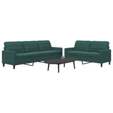 Ensemble de canapés 2 pcs avec coussins Vert foncé Velours