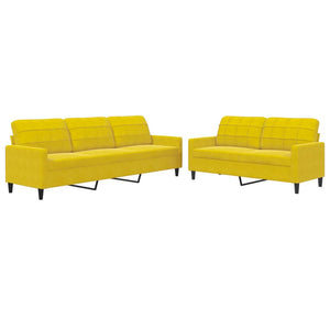 Ensemble de canapés 2 pcs avec coussins Jaune Velours