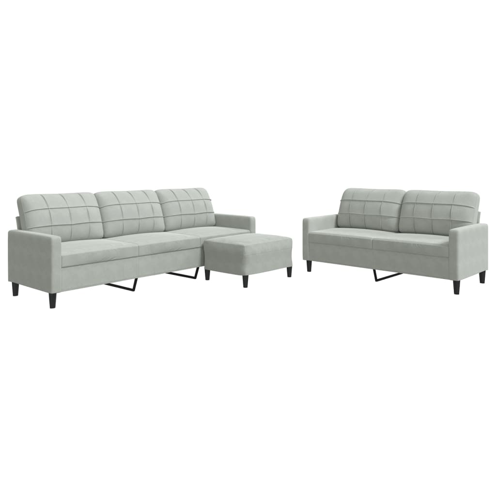 Ensemble de canapés 3 pcs avec coussins Gris clair Velours