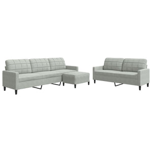 Ensemble de canapés 3 pcs avec coussins Gris clair Velours