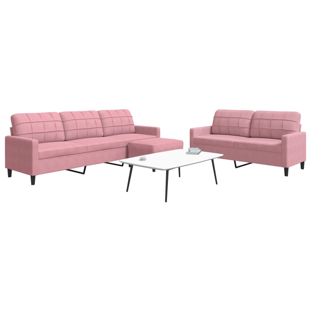 Ensemble de canapés 3 pcs avec coussins Rose Velours