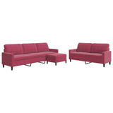 Ensemble de canapés 3 pcs avec coussins Rouge bordeaux Velours