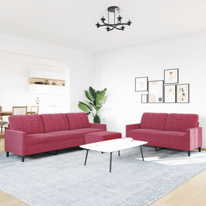 Ensemble de canapés 3 pcs avec coussins Rouge bordeaux Velours