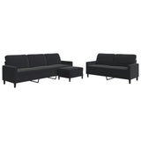 Ensemble de canapés 3 pcs avec coussins Noir Velours