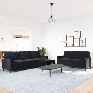 Ensemble de canapés 3 pcs avec coussins Noir Velours