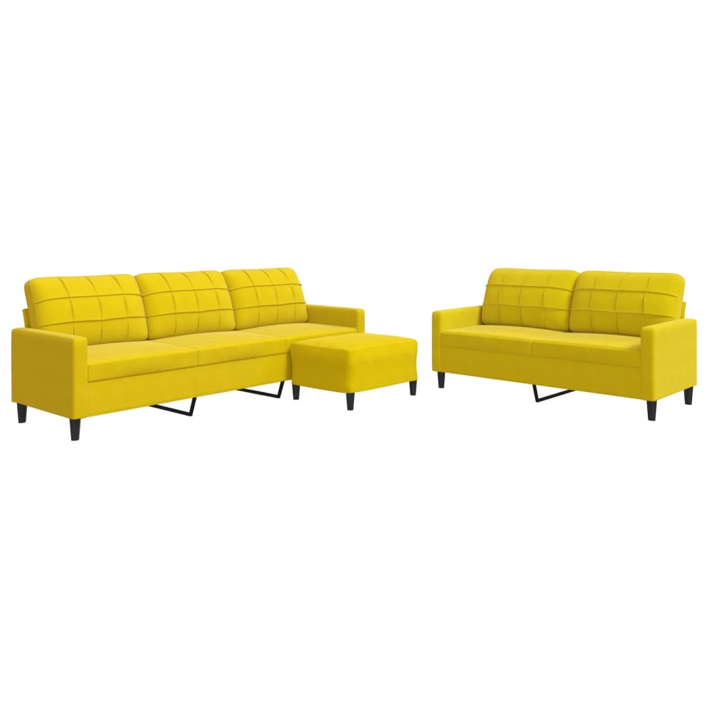 Ensemble de canapés 3 pcs avec coussins Jaune Velours