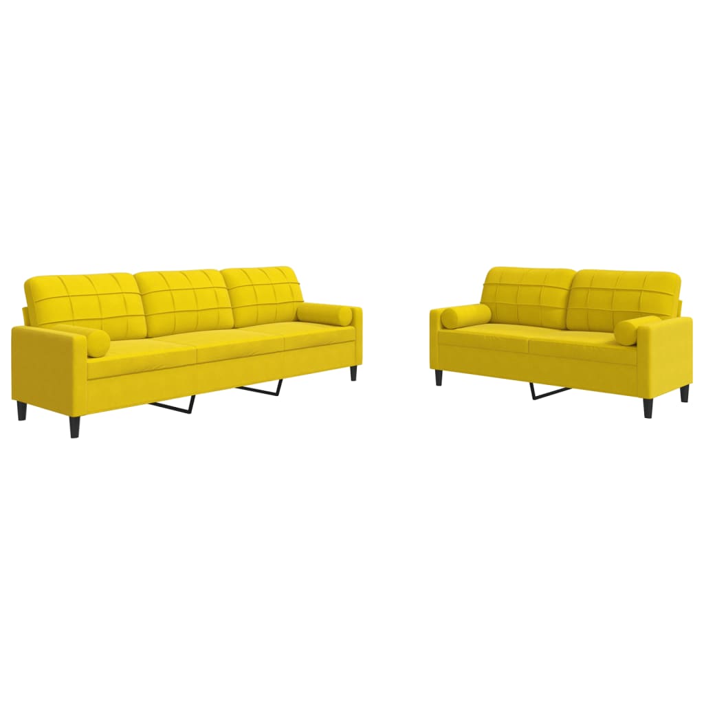 Ensemble de canapés 2 pcs avec coussins et traversins velours