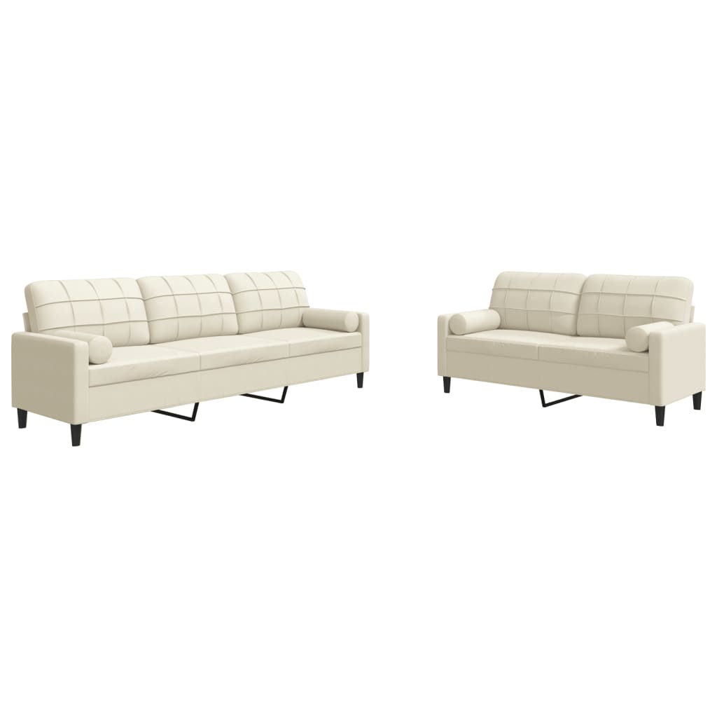 Ensemble de canapés 2 pcs avec coussins et traversins velours