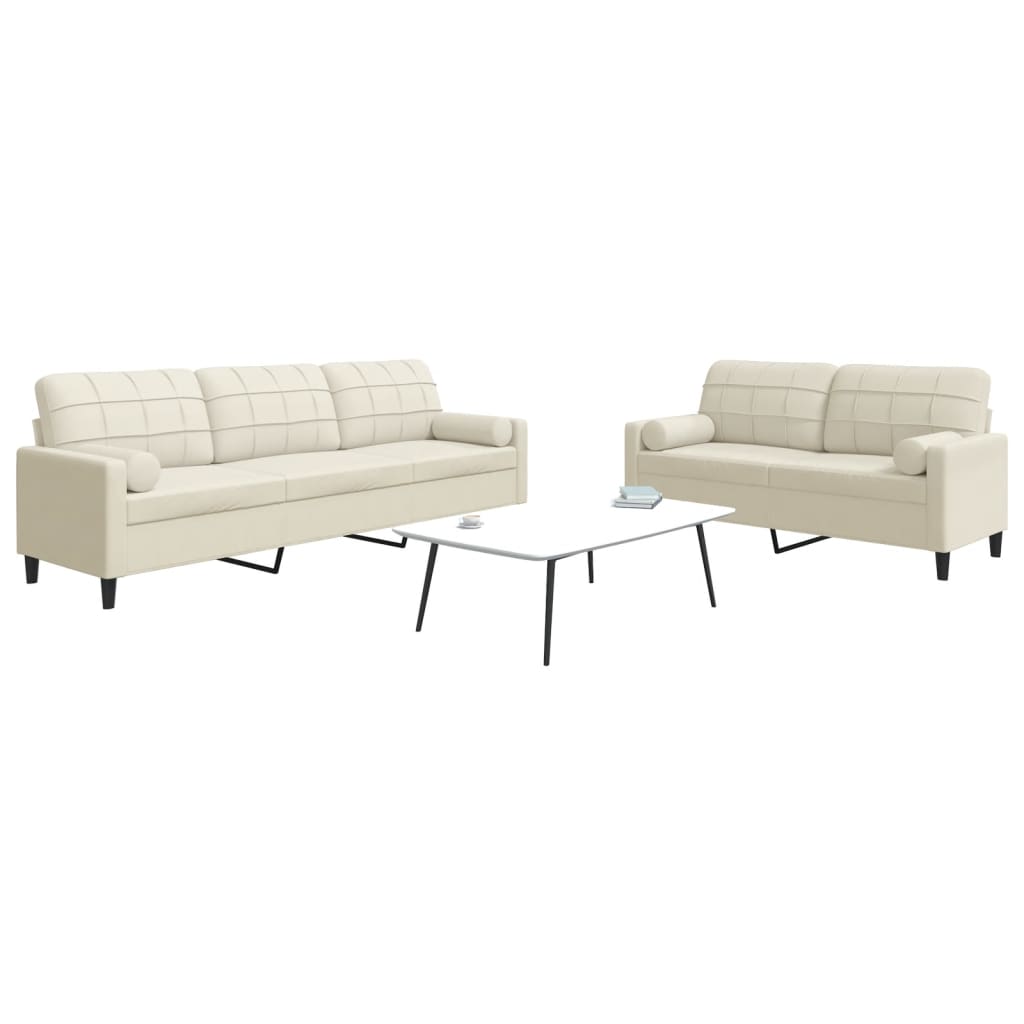 Ensemble de canapés 2 pcs avec coussins et traversins velours