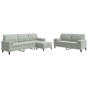 Ensemble de canapés 3 pcs et coussins et traversins velours