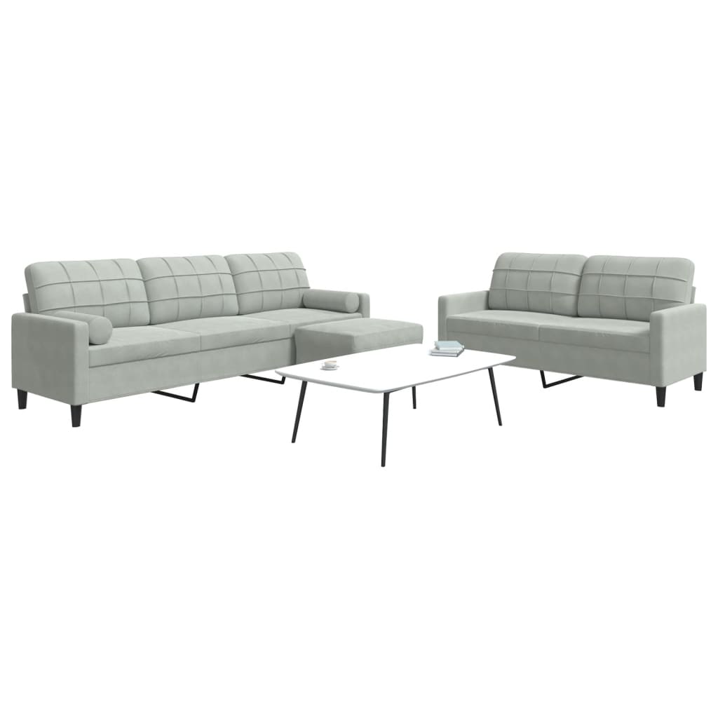 Ensemble de canapés 3 pcs et coussins et traversins velours